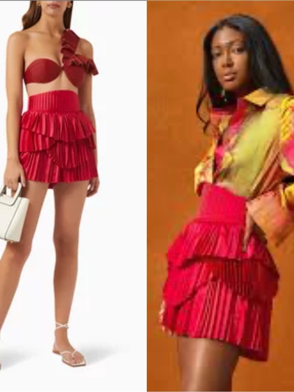 🔥NWT Andrea Iyamah Hibi Ruby Corset-Back Tiered Pleated Skirt/Shorts Skort $295